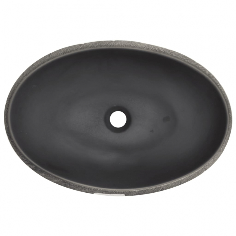 Aufsatzwaschbecken Schwarz und Grau Oval 59x40x15 cm Keramik