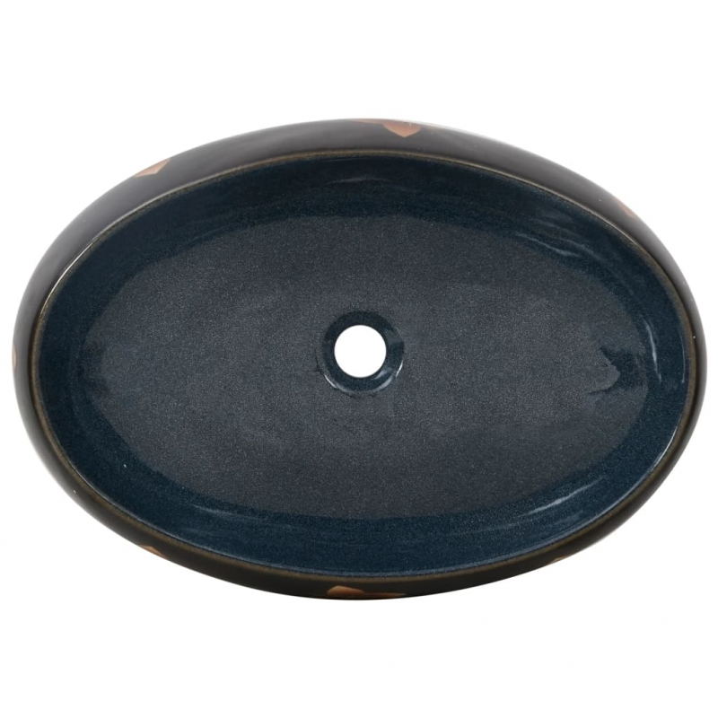 Aufsatzwaschbecken Schwarz und Blau Oval 59x40x15 cm Keramik
