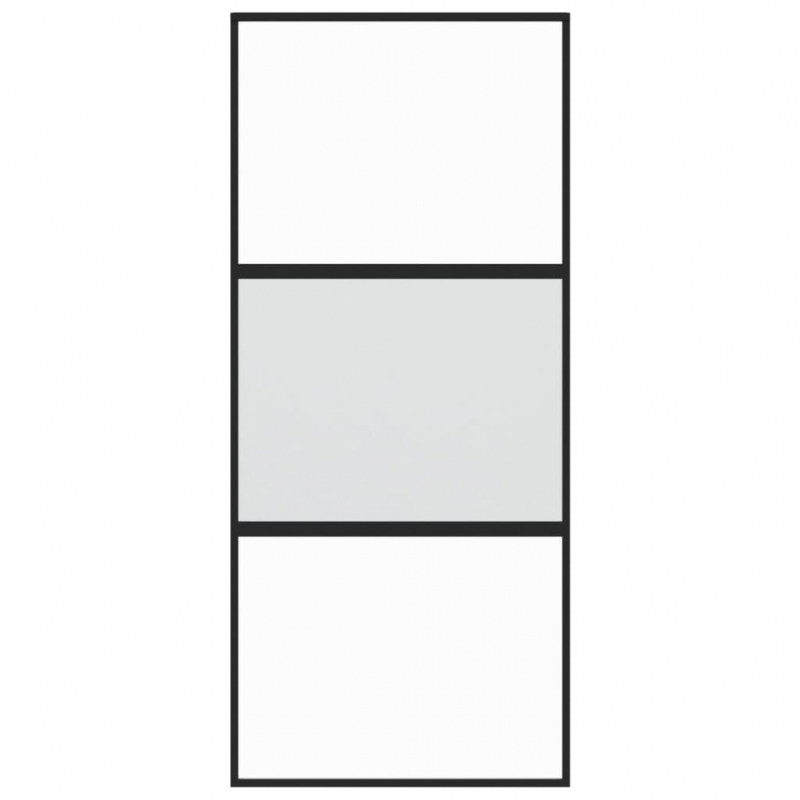 Schiebetür Schwarz 90x205 cm Hartglas und Aluminium