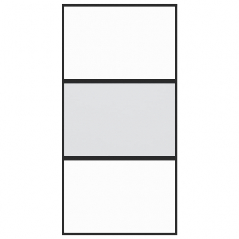 Schiebetür Schwarz 102,5x205 cm Hartglas und Aluminium