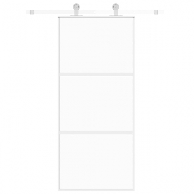 Schiebetür Weiß 90x205 cm Hartglas und Aluminium