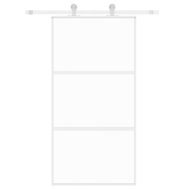 Schiebetür Weiß 102,5x205 cm Hartglas und Aluminium