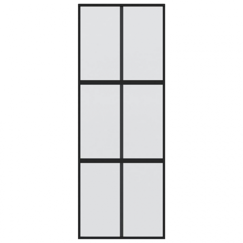 Schiebetür Schwarz 90x205 cm Hartglas und Aluminium
