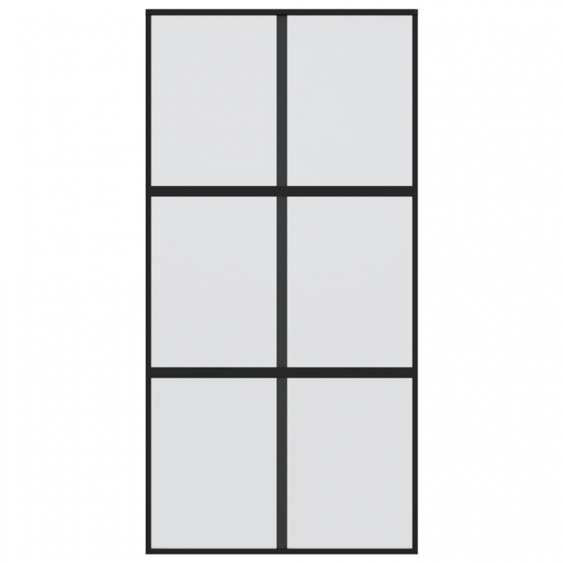 Schiebetür Schwarz 102,5x205 cm Hartglas und Aluminium