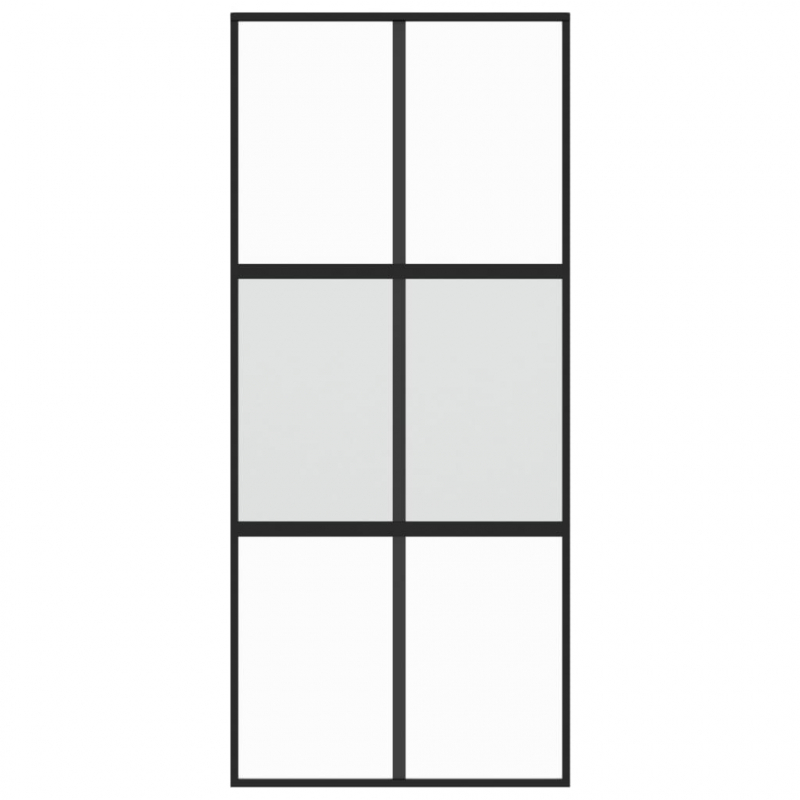 Schiebetür Schwarz 90x205 cm Hartglas und Aluminium