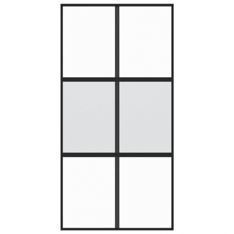 Schiebetür Schwarz 102,5x205 cm Hartglas und Aluminium