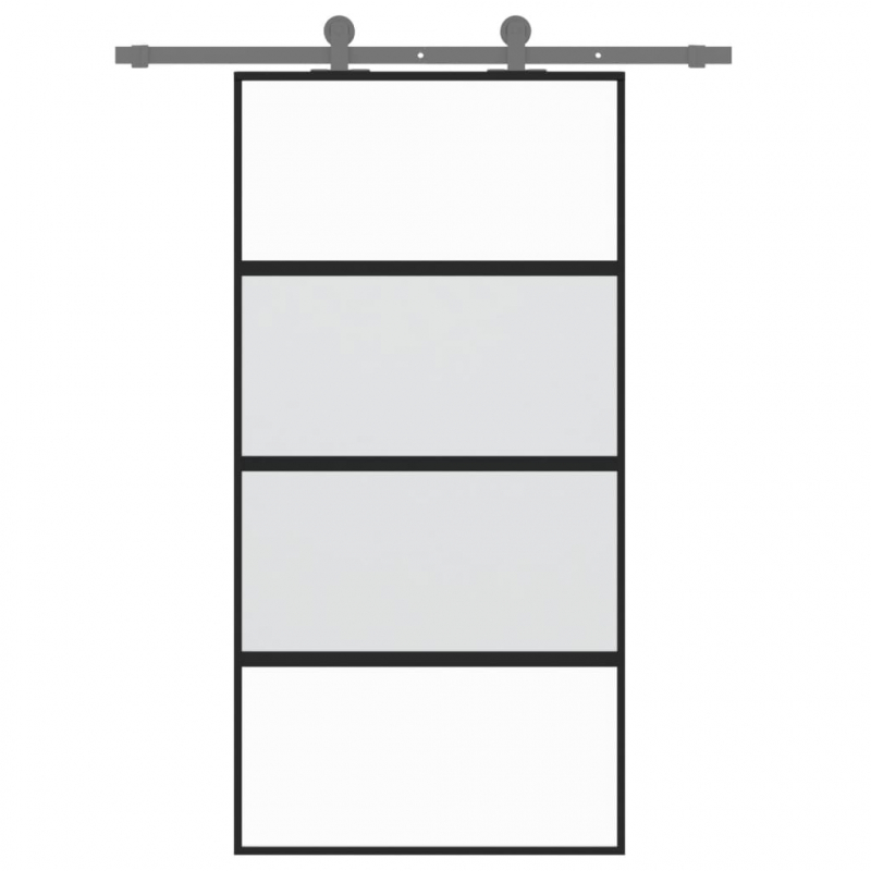 Schiebetür Schwarz 102,5x205 cm Hartglas und Aluminium