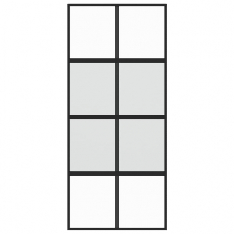 Schiebetür Schwarz 90x205 cm Hartglas und Aluminium