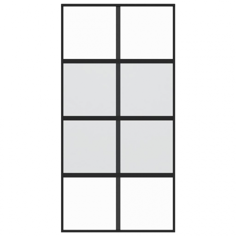 Schiebetür Schwarz 102,5x205 cm Hartglas und Aluminium