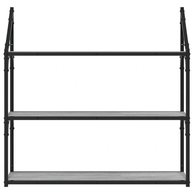 Wandregal 3 Fächer Grau Sonoma 80x21x78,5 cm Holzwerkstoff