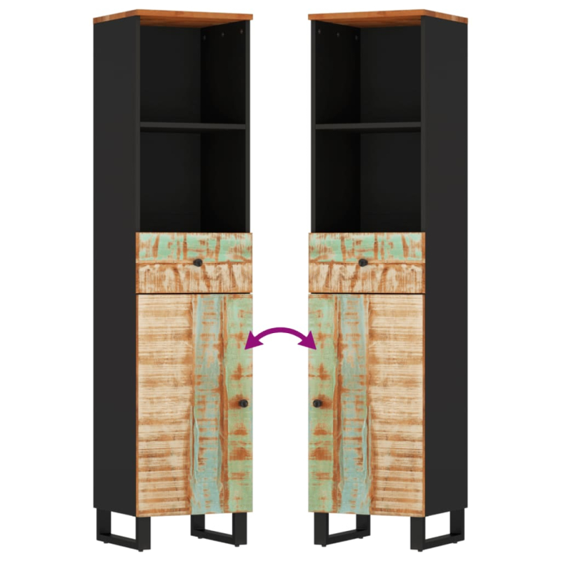 3-tlg. Badmöbel-Set Massives Altholz