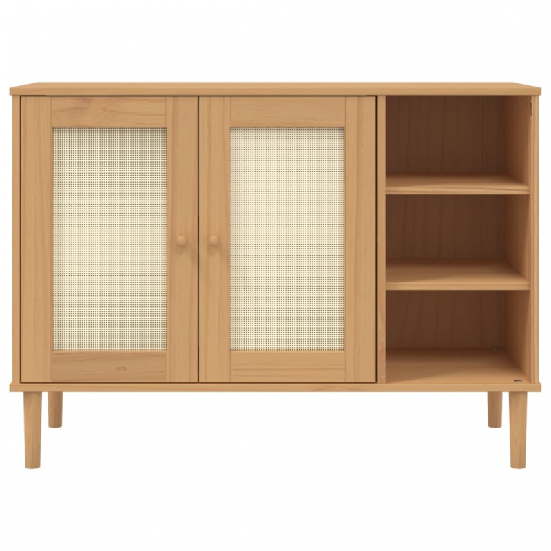 Sideboard SENJA Rattan-Optik Braun 112x40x80 cm Kiefernholz
