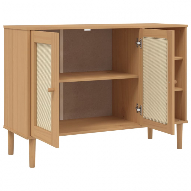 Sideboard SENJA Rattan-Optik Braun 112x40x80 cm Kiefernholz