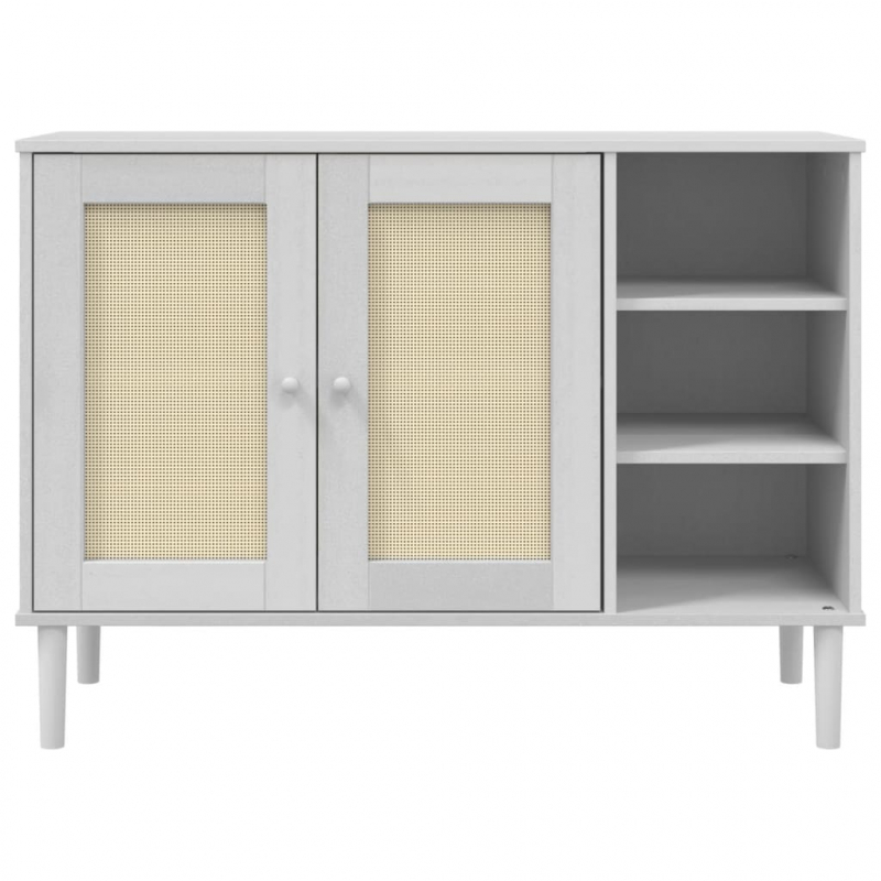 Sideboard SENJA Rattan-Optik Weiß 112x40x80 cm Kiefernholz