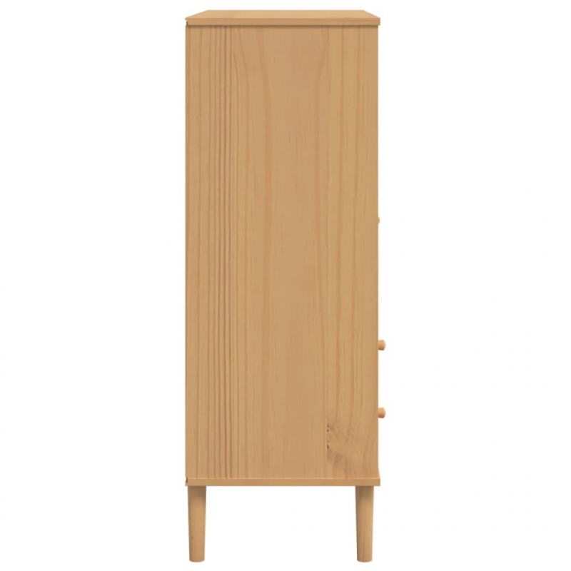 Highboard SENJA Rattan-Optik Braun 90x40x112 cm Kiefernholz