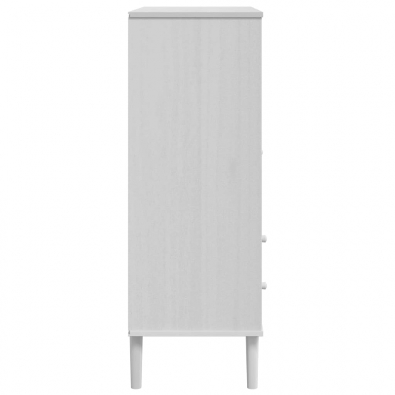 Highboard SENJA Rattan-Optik Weiß 90x40x112 cm Kiefernholz