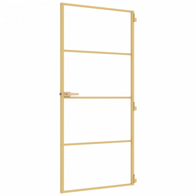Innentür Schlank Golden 93x201,5 cm Hartglas und Aluminium
