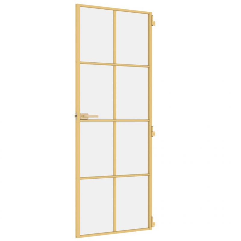 Innentür Schlank Golden 76x201,5 cm Hartglas und Aluminium