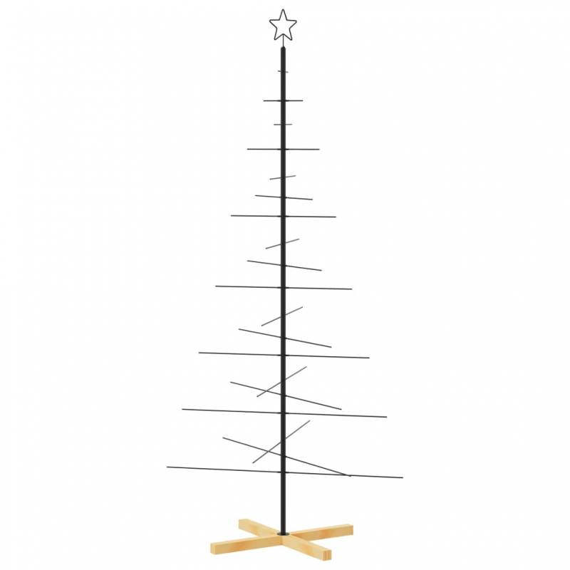 Weihnachtsbaum Metall mit Holzständer Schwarz 180 cm