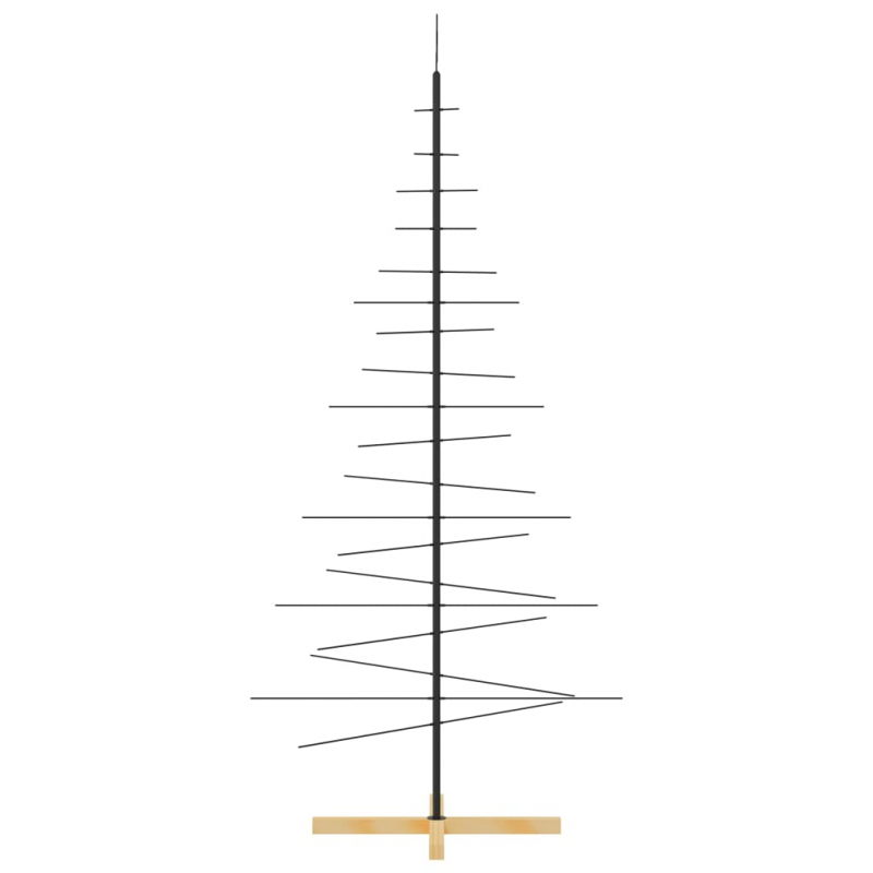Weihnachtsbaum Metall mit Holzständer Schwarz 180 cm