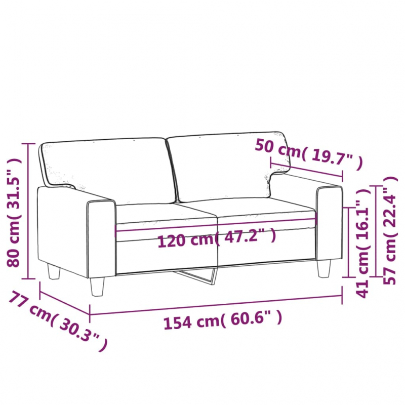 2-Sitzer-Sofa Weinrot 120 cm Kunstleder