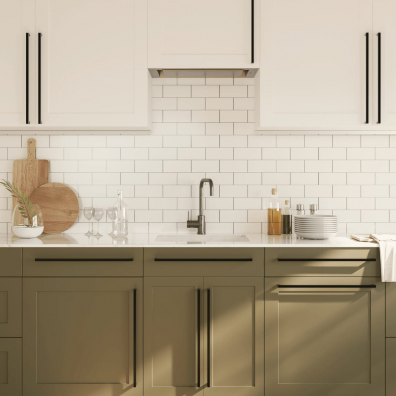 Möbelgriffe 20 Stk. Schwarz 480 mm Edelstahl