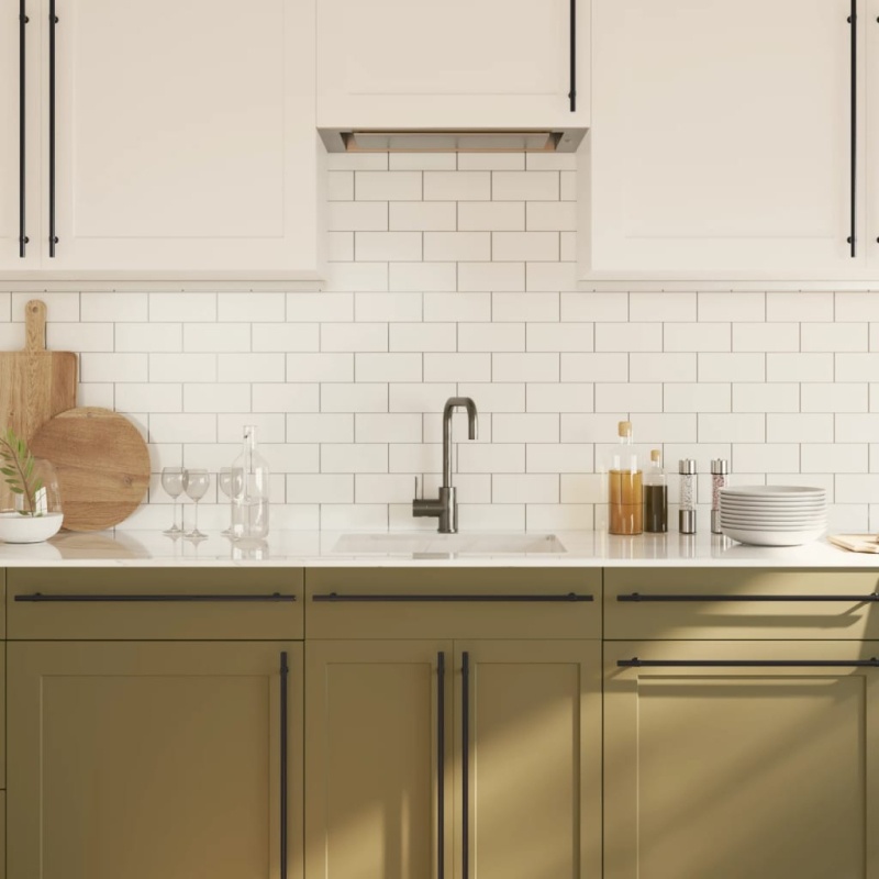 Möbelgriffe 10 Stk. Schwarz 480 mm Edelstahl