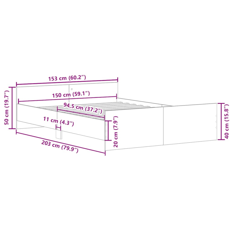 Bettgestell mit Kopf- und Fußteil Weiß 150x200 cm