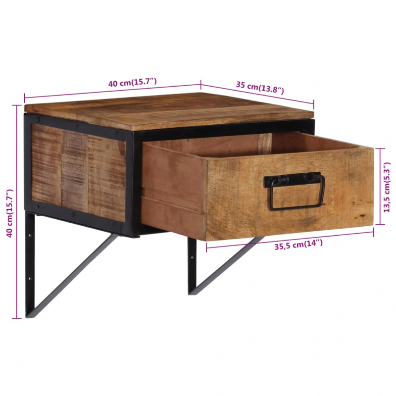 Nachttisch 40x35x40 cm Massivholz Mango