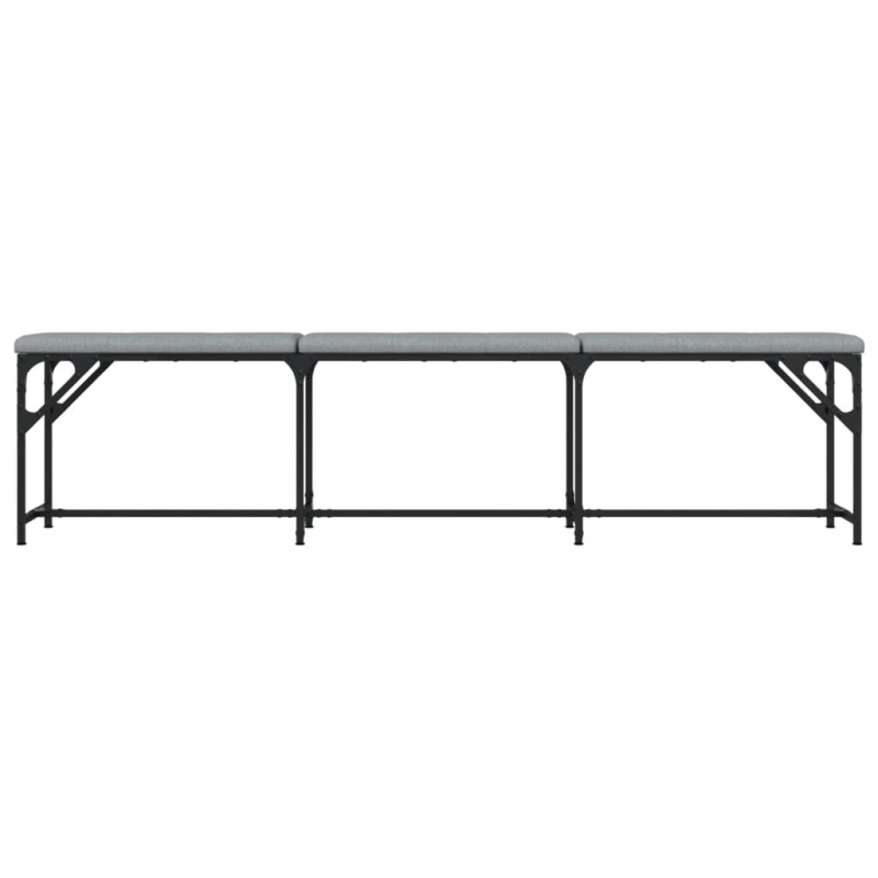 Essbank Hellgrau 186x32x45 cm Stahl und Stoff