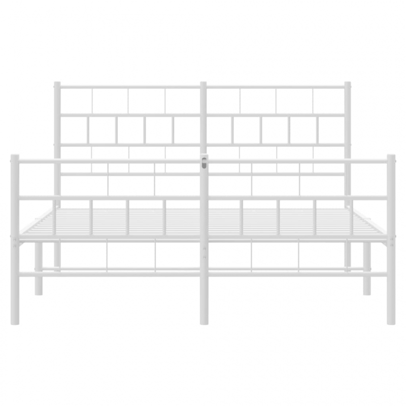 Bettgestell mit Kopf- und Fußteil Metall Weiß 135x190 cm
