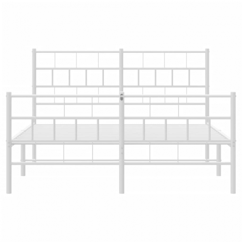 Bettgestell mit Kopf- und Fußteil Metall Weiß 140x190 cm