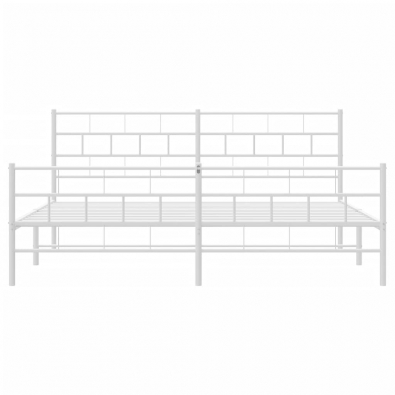 Bettgestell mit Kopf- und Fußteil Metall Weiß 183x213 cm