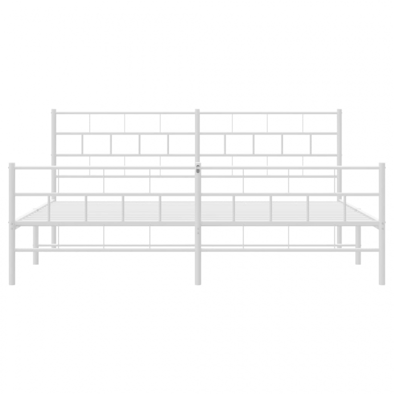 Bettgestell mit Kopf- und Fußteil Metall Weiß 200x200 cm