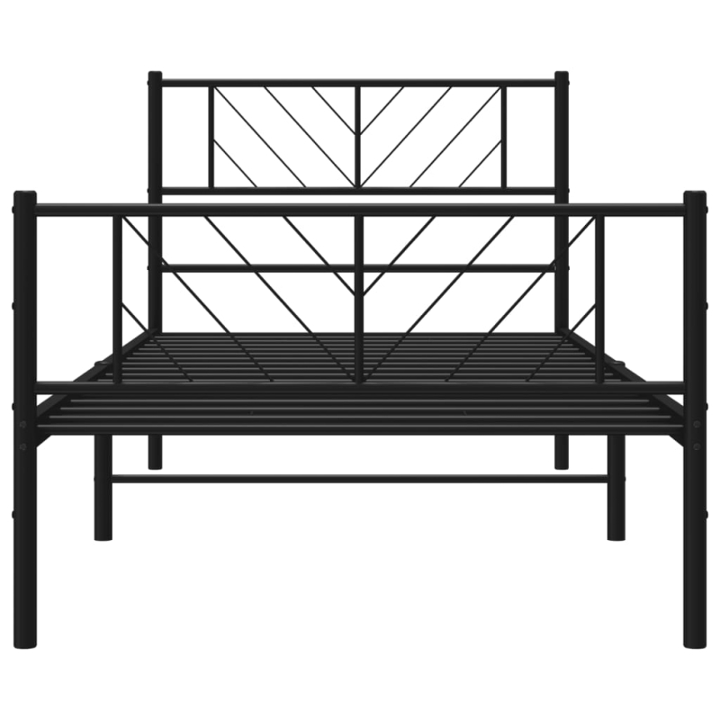 Bettgestell mit Kopf- und Fußteil Metall Schwarz 90x200 cm