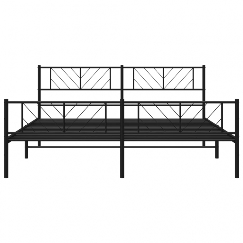 Bettgestell mit Kopf- und Fußteil Metall Schwarz 193x203 cm