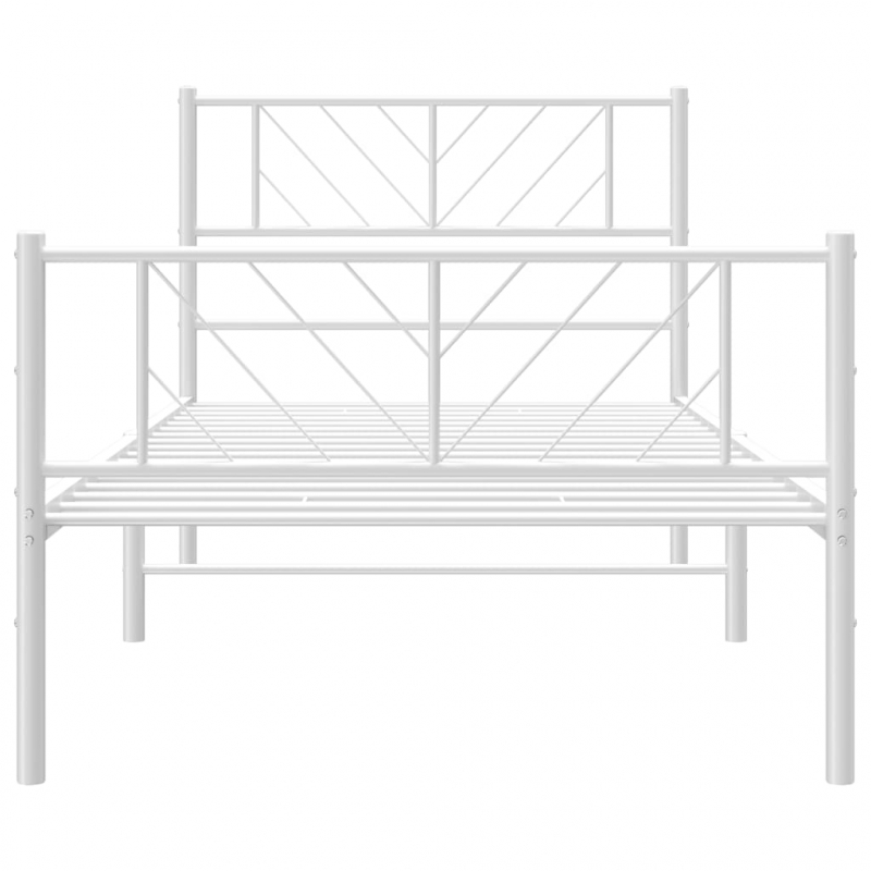 Bettgestell mit Kopf- und Fußteil Metall Weiß 75x190 cm