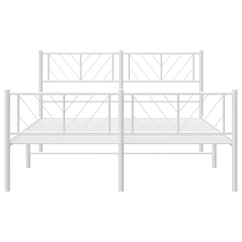 Bettgestell mit Kopf- und Fußteil Metall Weiß 120x200 cm