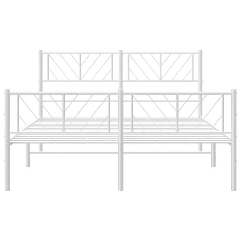 Bettgestell mit Kopf- und Fußteil Metall Weiß 135x190 cm