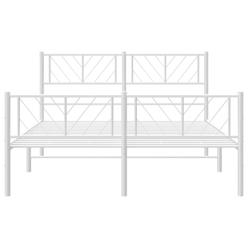 Bettgestell mit Kopf- und Fußteil Metall Weiß 150x200 cm