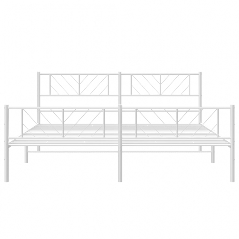 Bettgestell mit Kopf- und Fußteil Metall Weiß 183x213 cm