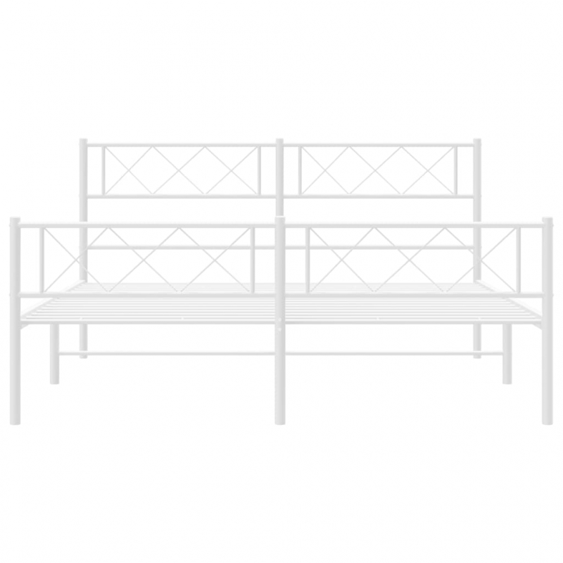 Bettgestell mit Kopf- und Fußteil Metall Weiß 140x190 cm