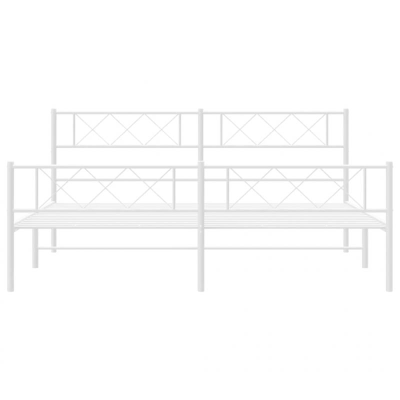 Bettgestell mit Kopf- und Fußteil Metall Weiß 193x203 cm