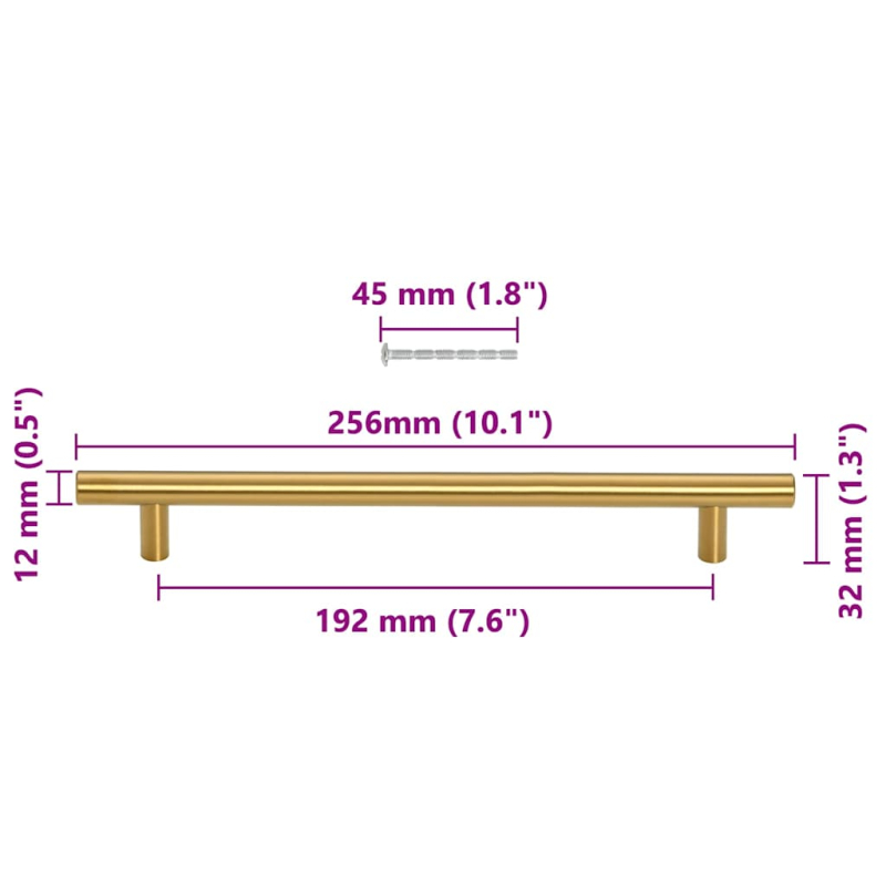Möbelgriffe 5 Stk. Golden 192 mm Edelstahl
