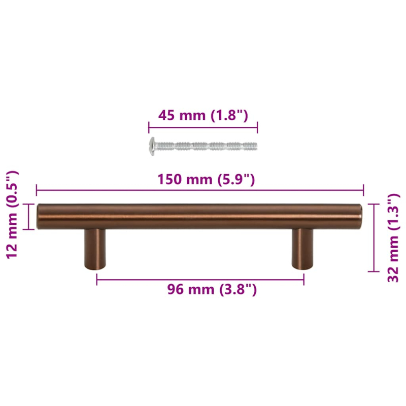 Möbelgriffe 10 Stk. Bronzen 96 mm Edelstahl