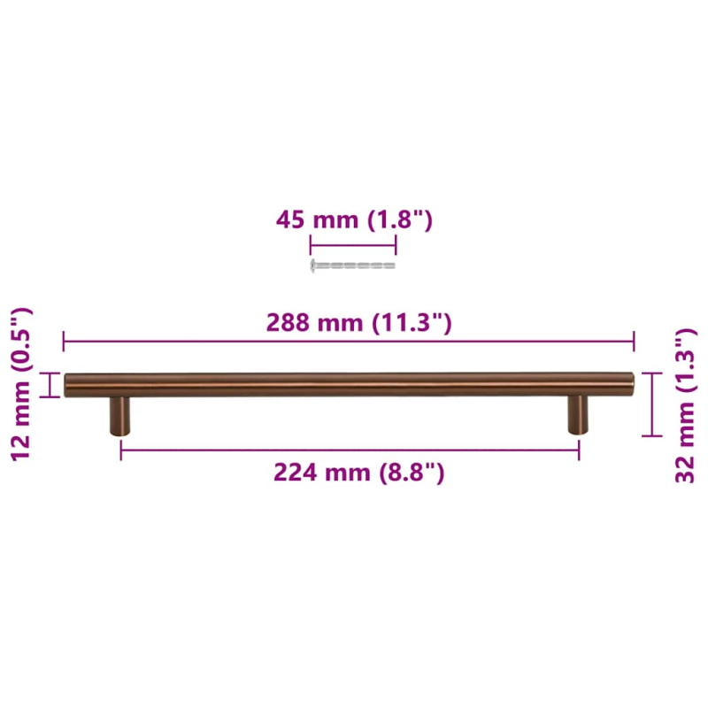 Möbelgriffe 5 Stk. Bronzen 224 mm Edelstahl