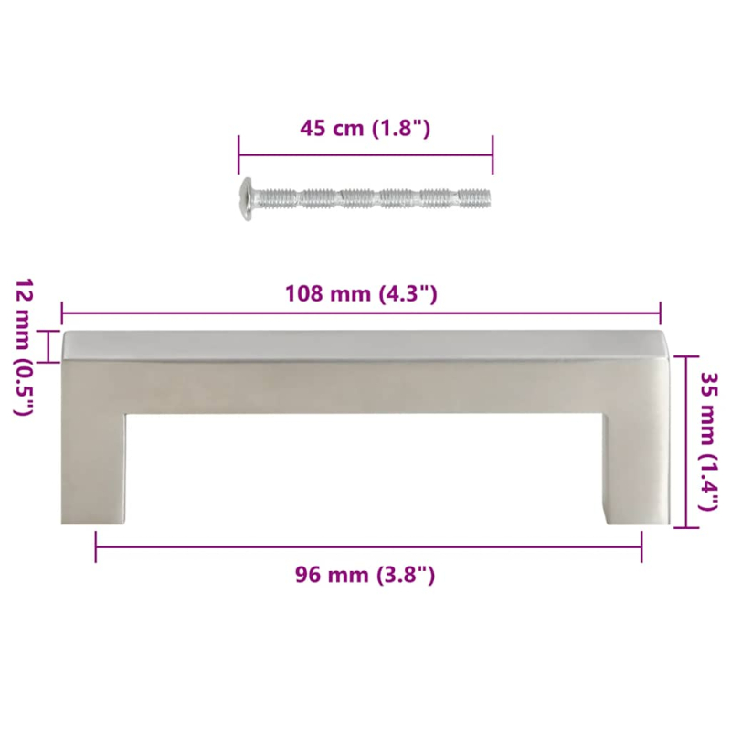 Möbelgriffe 10 Stk. Silbern 96 mm Edelstahl