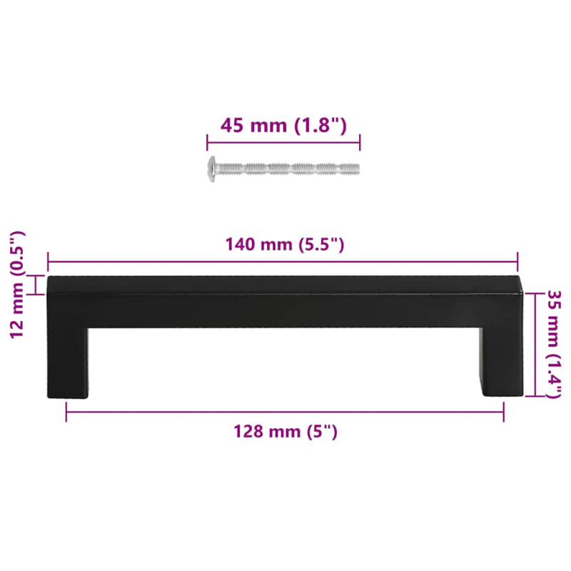 Möbelgriffe 10 Stk. Schwarz 128 mm Edelstahl