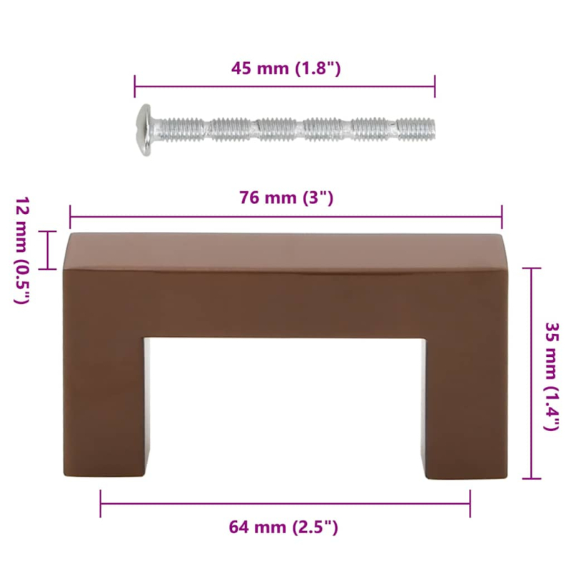 Möbelgriffe 10 Stk. Bronzen 64 mm Edelstahl