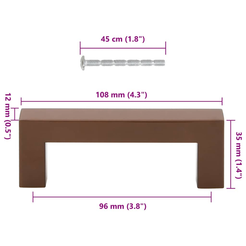Möbelgriffe 10 Stk. Bronzen 96 mm Edelstahl